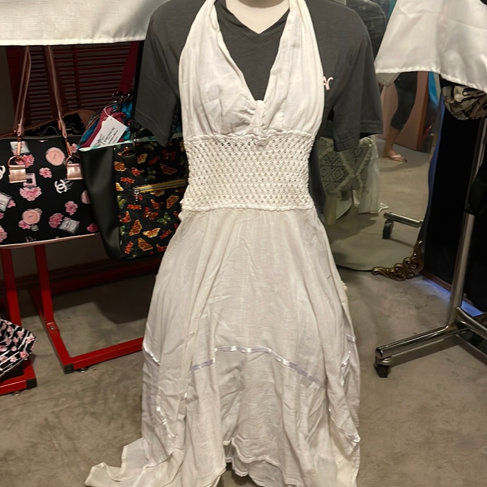 White linen dress